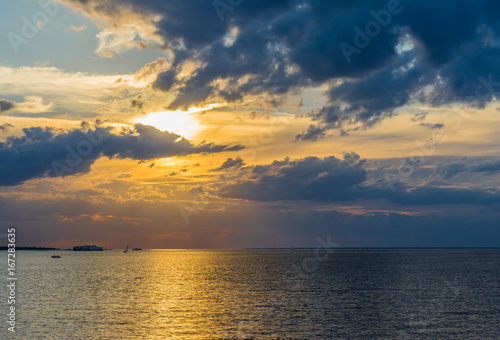 HDR image of Sunset over the Baltic Sea with big clouds © photoexpert