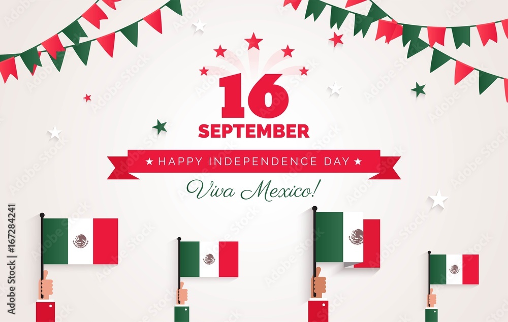 16 September. Mexico Happy Independence Day greeting card. Celebration ...