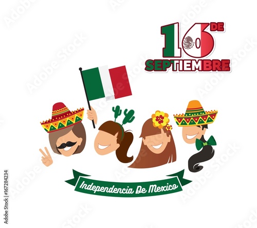 16 September. Mexico Happy Independence Day greeting card. Group of happy  girls with different holiday symbols celebrating Independence day, smiling.  Vector illustration Stock Vector | Adobe Stock