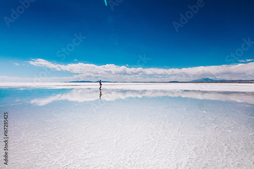 Girl in Uyuni salt flats