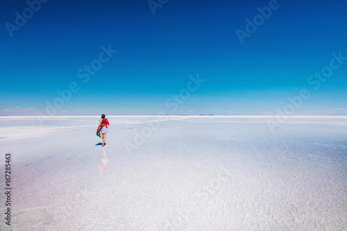 Girl in Uyuni salt flats
