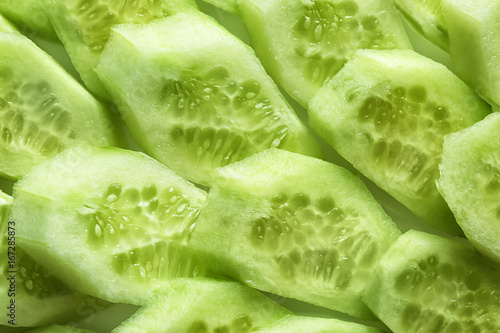 Fresh cucumber slices, closeup
