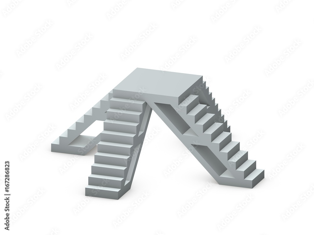 Fototapeta premium Pedestal with steps. Isolated on white background.3D rendering illustration.