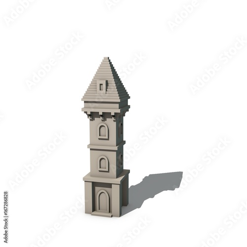 Castle tower. Isolated on w...
