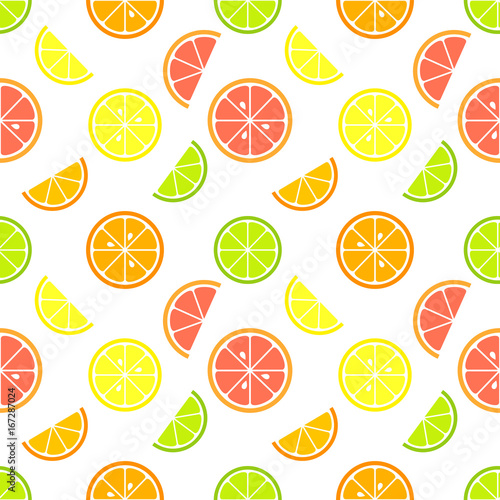 Citrus fruit slices seamless pattern
