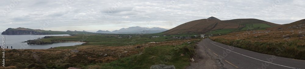 A panoramic shot of the coast of Atlantic Ocean, Wild Atlantic way, Ireland A panoramic shot of the coast of Atlantic Ocean, Wild Atlantic way, Ireland