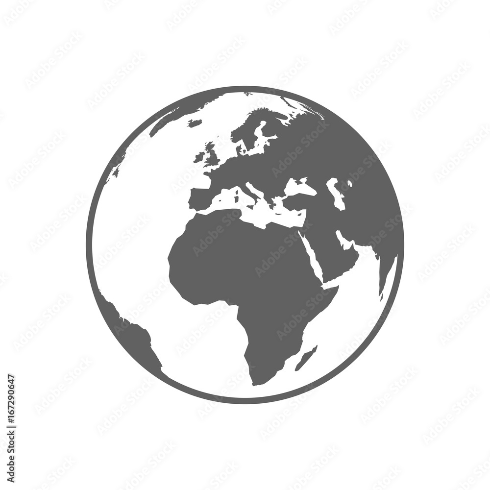 White and gray flat globe symbol vector illustration