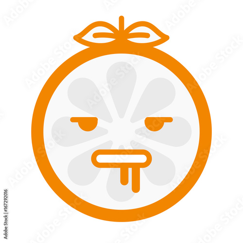 Crazy orange emoji. Crazy orange fruit emoji. Vector flat design emoticon icon isolated on white background.