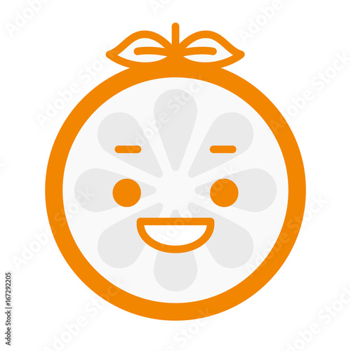 Laugh emoji. Laughing orange fruit emoji. Vector flat design emoticon icon isolated on white background.