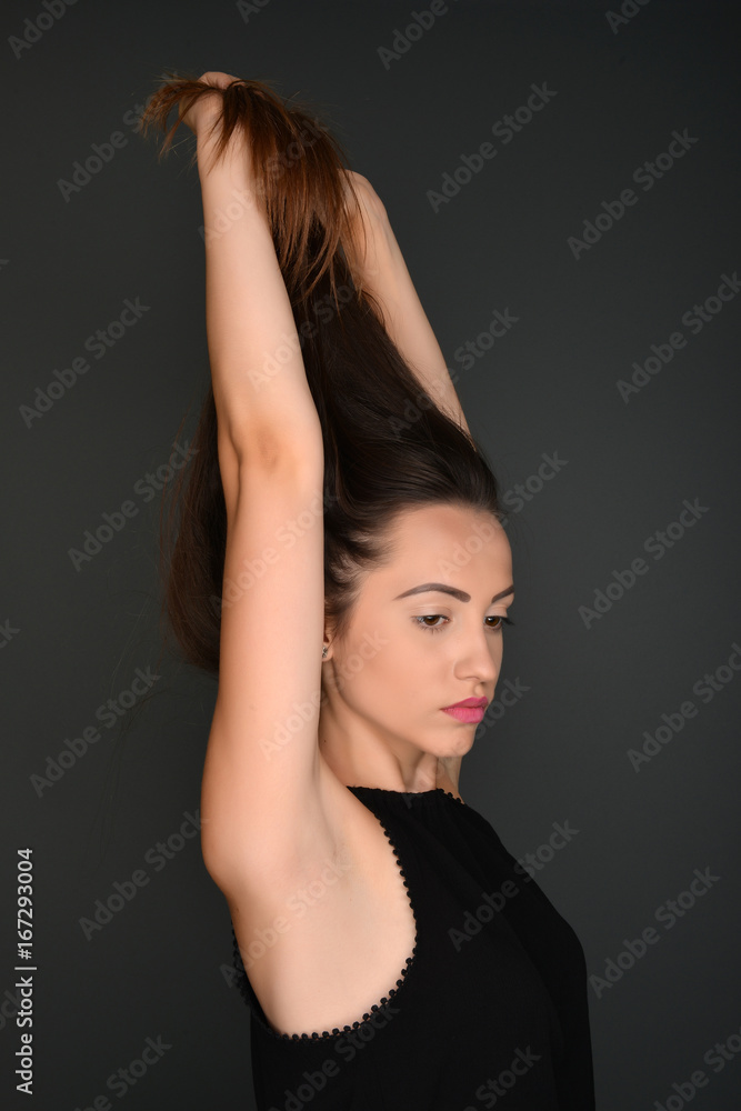 Naklejka premium Beautiful female face with natural perfect skin