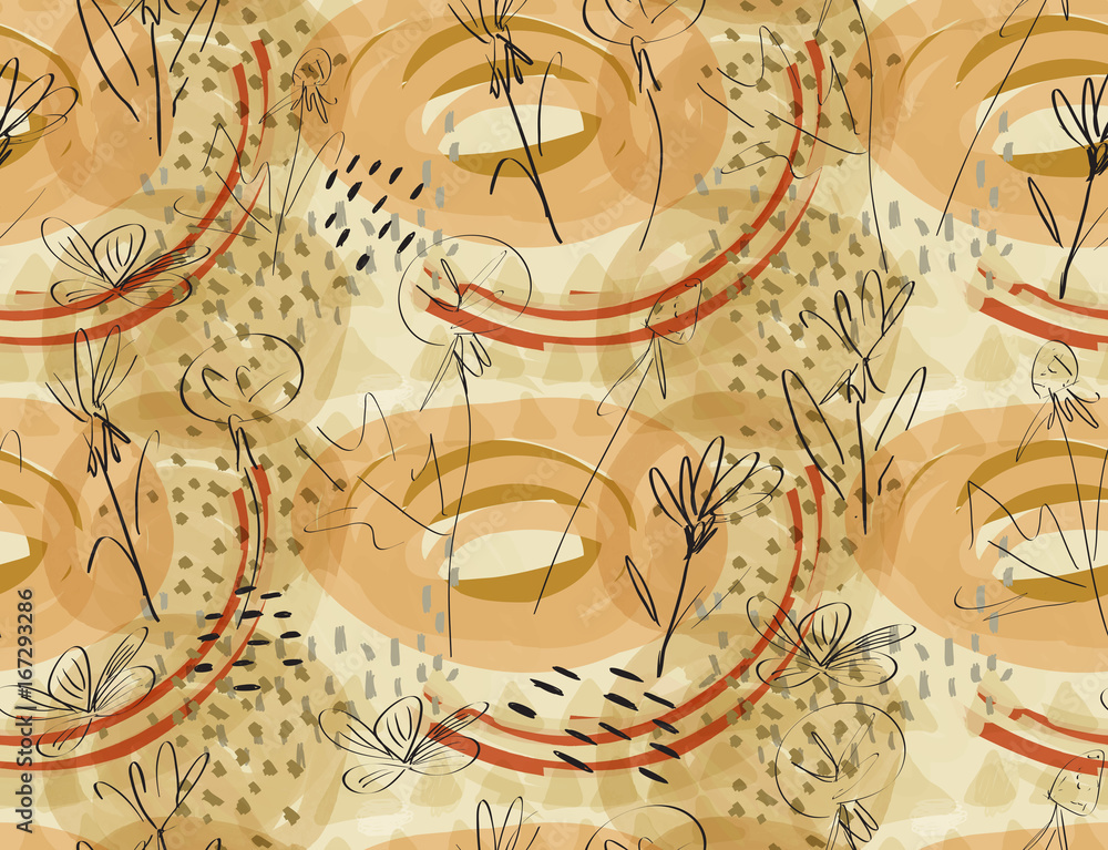 Fototapeta premium Roughly sketched dandelion flower brown