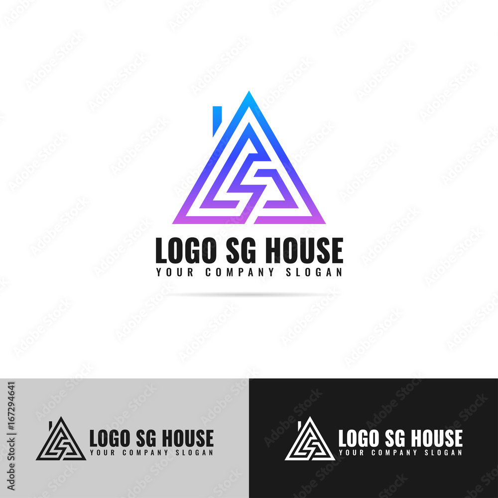 Logo of a triangular house with a chimney Logo of a triangular house with a chimney