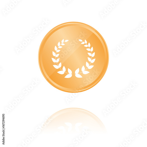 Lorbeerkranz Bronze Münze mit Reflektion