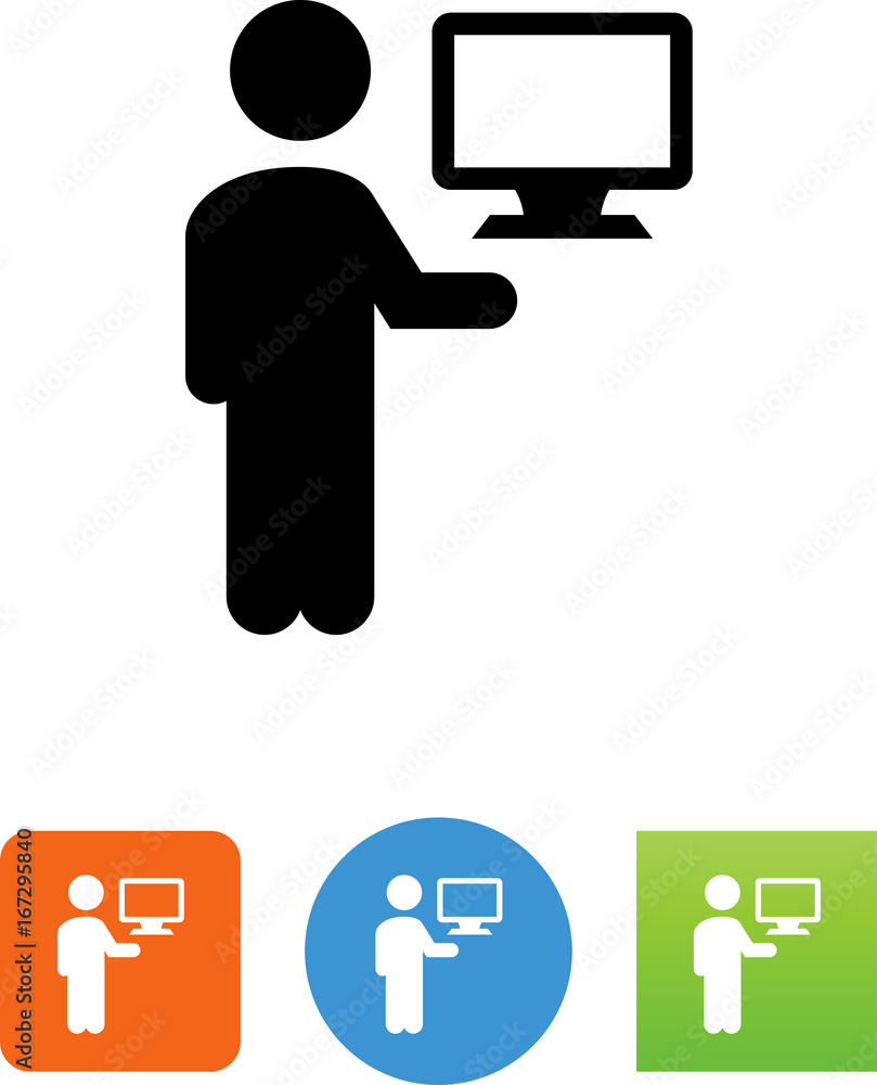 Person Holding A Computer Icon - Illustration