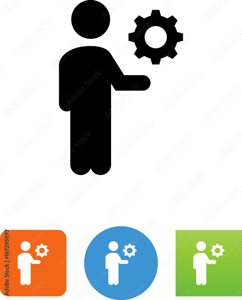 Person Holding Gear Icon - Illustration Person Holding Gear Icon - Illustration