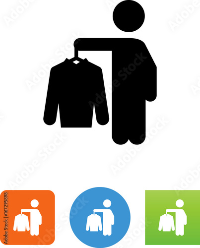 Person Holding Hanger With Clothes Icon - Illustration