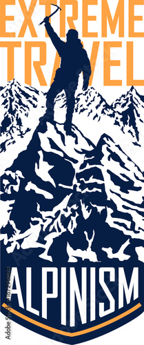 vector alpinism mountaineering travel flayer illustration