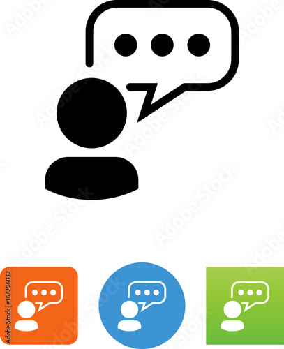 Person Making Comment With Speech Bubble Icon - Illustration