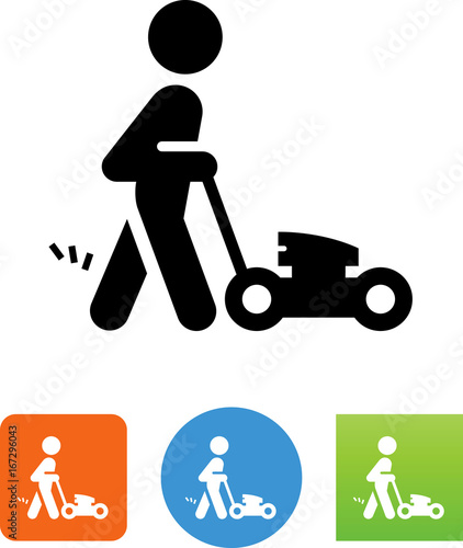 Person Mowing The Grass Icon - Illustration