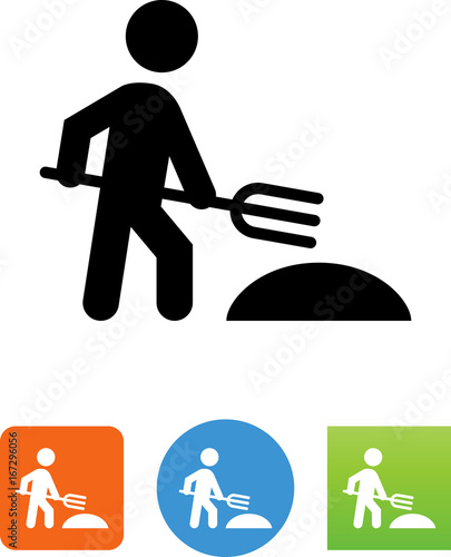 Person Pitching Hay Icon -  Illustration