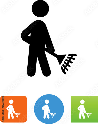 Person Raking Icon - Illustration