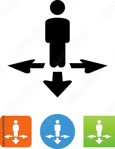 Person Standing With Three Arrows Icon - Illustration
