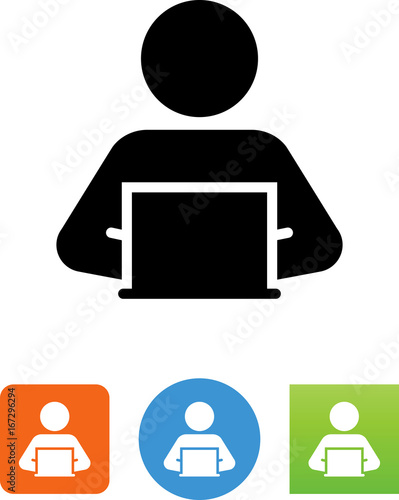 Person Using A Laptop Computer Icon - Illustration