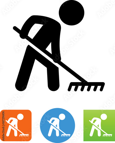 Person With A Rake Icon - Illustration