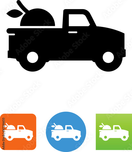 Pickup Truck Delivering Produce Icon - Illustration