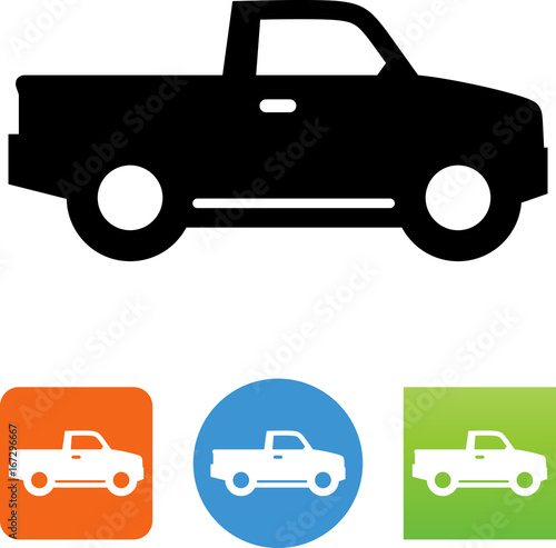 Pickup Truck Side View Icon - Illustration