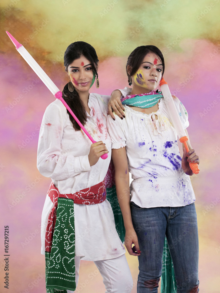 Obraz premium Women posing with pichkaris 
