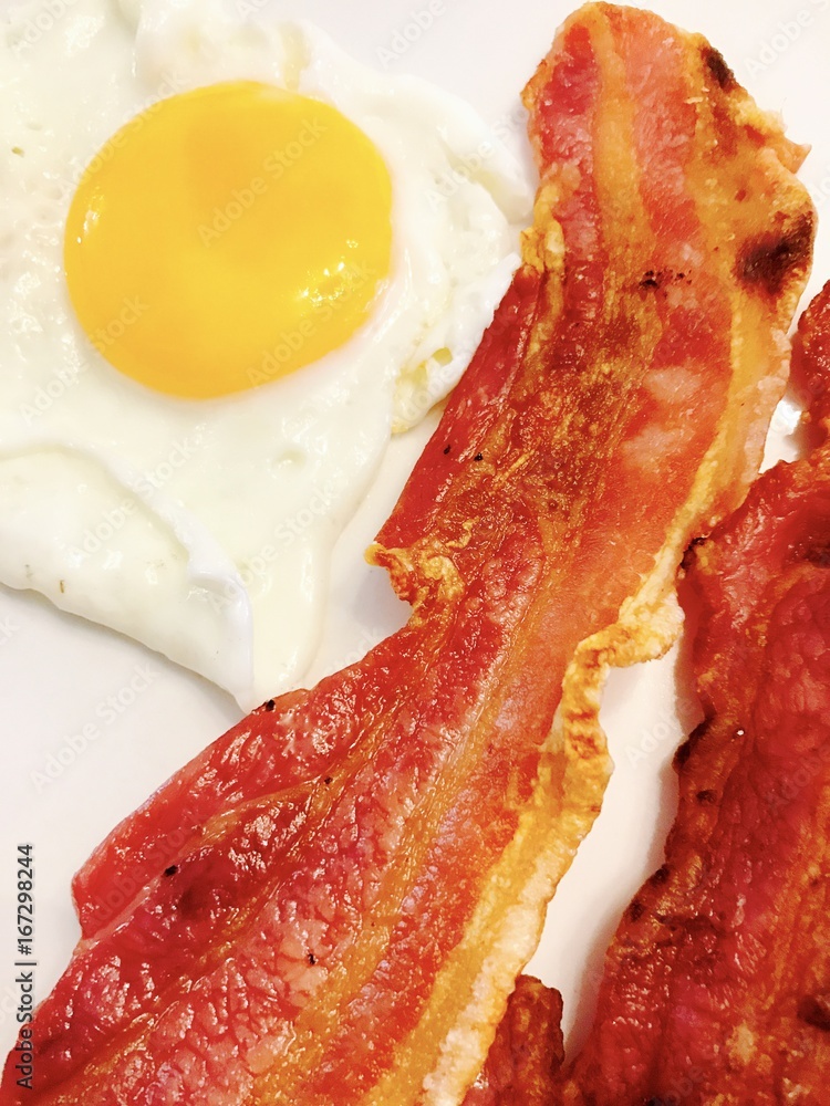 Breakfast with fried egg and crispy bacon Breakfast with fried egg and crispy bacon
