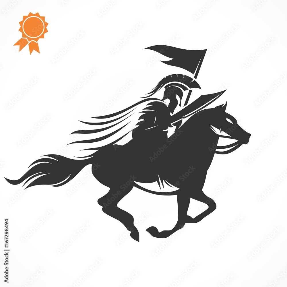 Spartan and horse Illustration Logo Vector silhouette Spartan and horse Illustration Logo Vector silhouette
