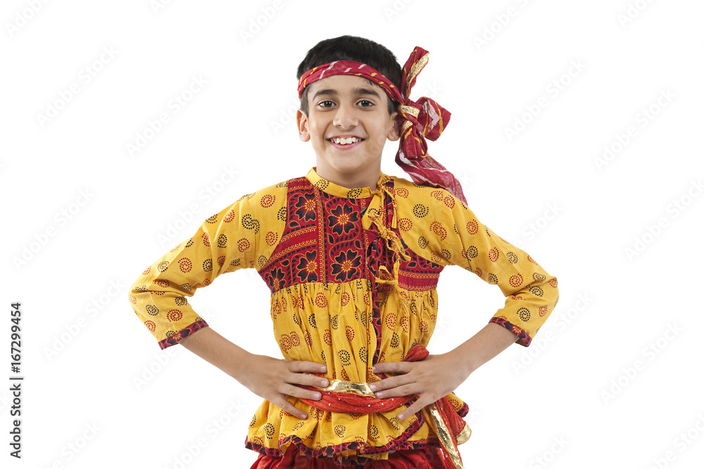 Gujarati Kedia Garba Dress for Boys Dhoti, Angrakha &Cap-Orange -  Itsmycostume