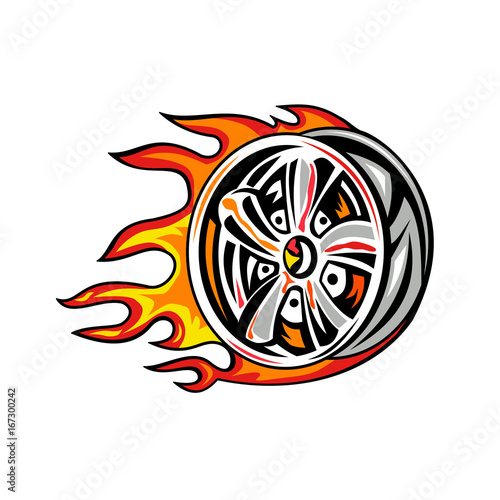 Flaming Wheel Rim on Fire