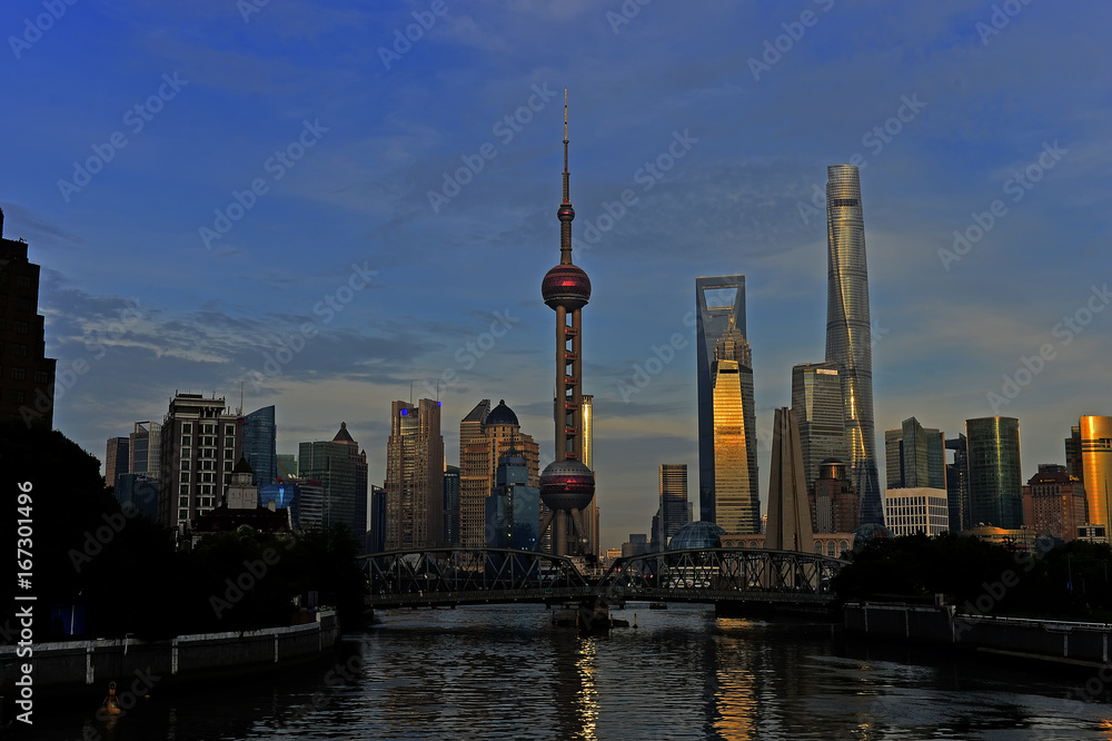 Obraz premium Shanghai world financial center skyscrapers