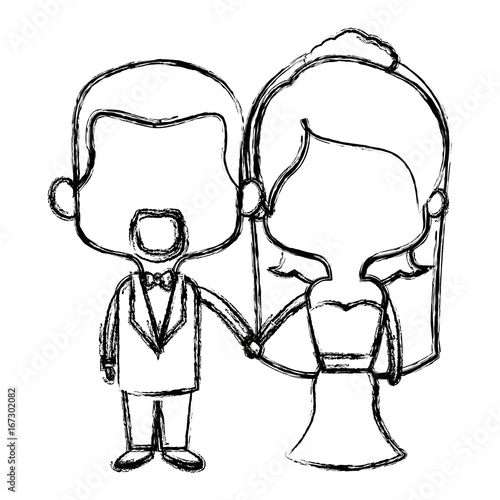cute couple husband wife in wedding suit  together vector illustration