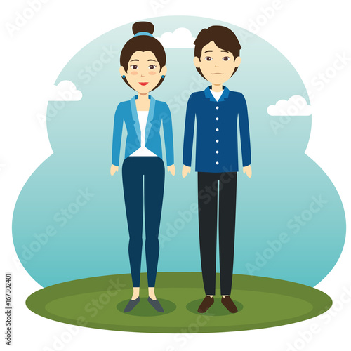 asian couple standing design