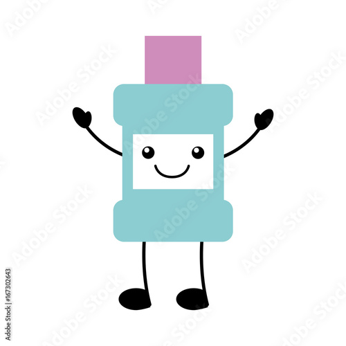 mouthwash bottle kawaii character vector illustration design