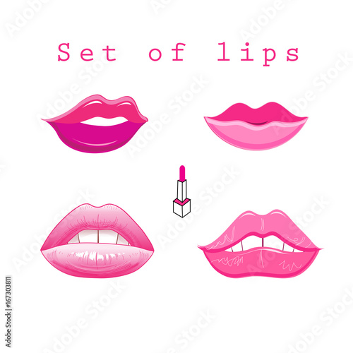Bright vector set of different lips