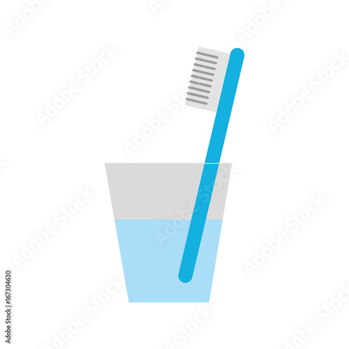 glass with dental toothbrush vector illustration design