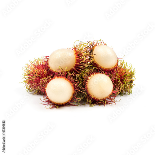 Fresh Rambutan from Rayong Thailand isolated on white background