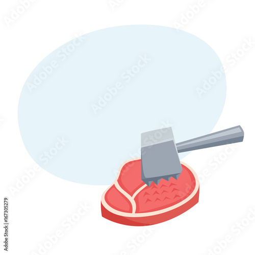 Tenderize meat with hammer