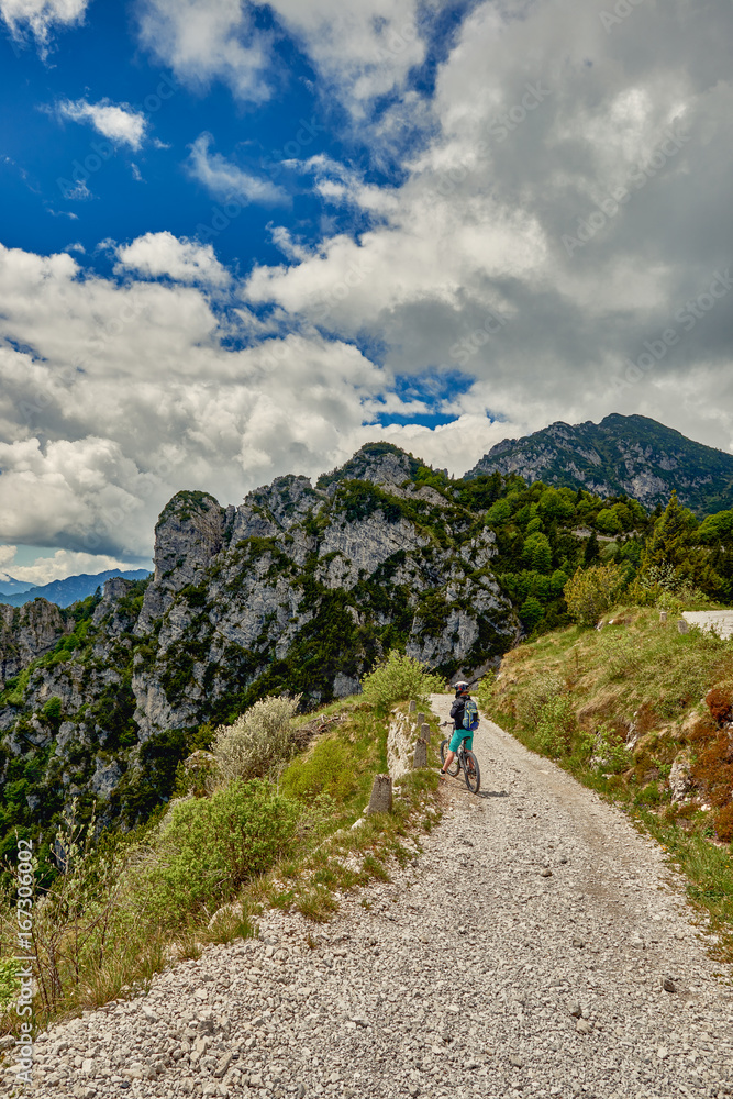 Beautiful landscape. View of Lake Garda from tremalzo pass ,Italy. Popular destinations for travel in Europe. Italian Dolomites-panoramic views from the Tremalzo mountains