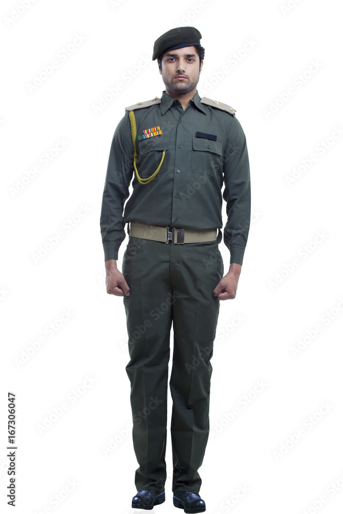 Portrait of security guard over white background Portrait of security guard over white background