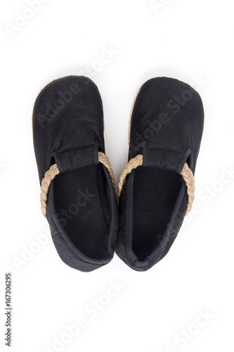 Top view of cloth black shoe. © pandpstock001