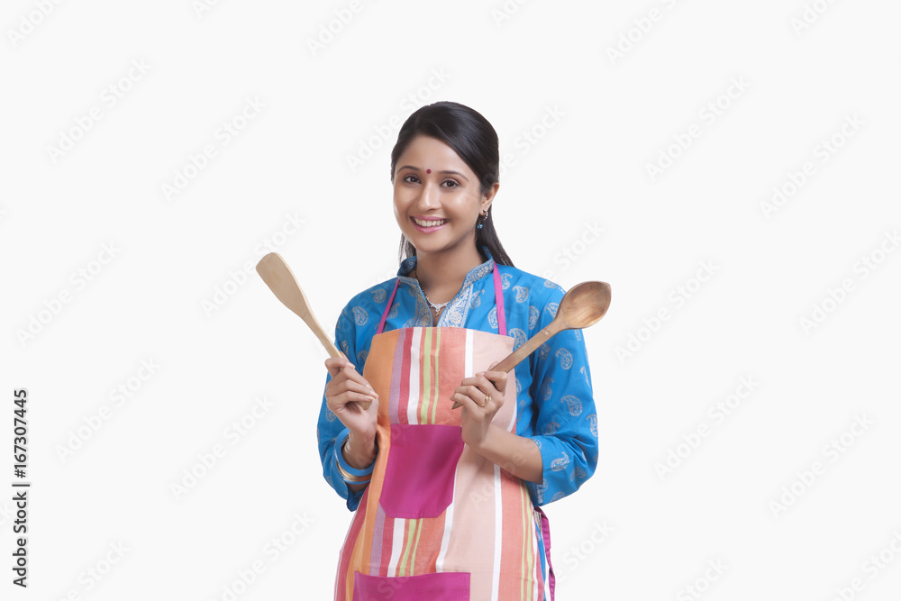 Portrait of a young WOMEN wearing an apron Portrait of a young WOMEN wearing an apron