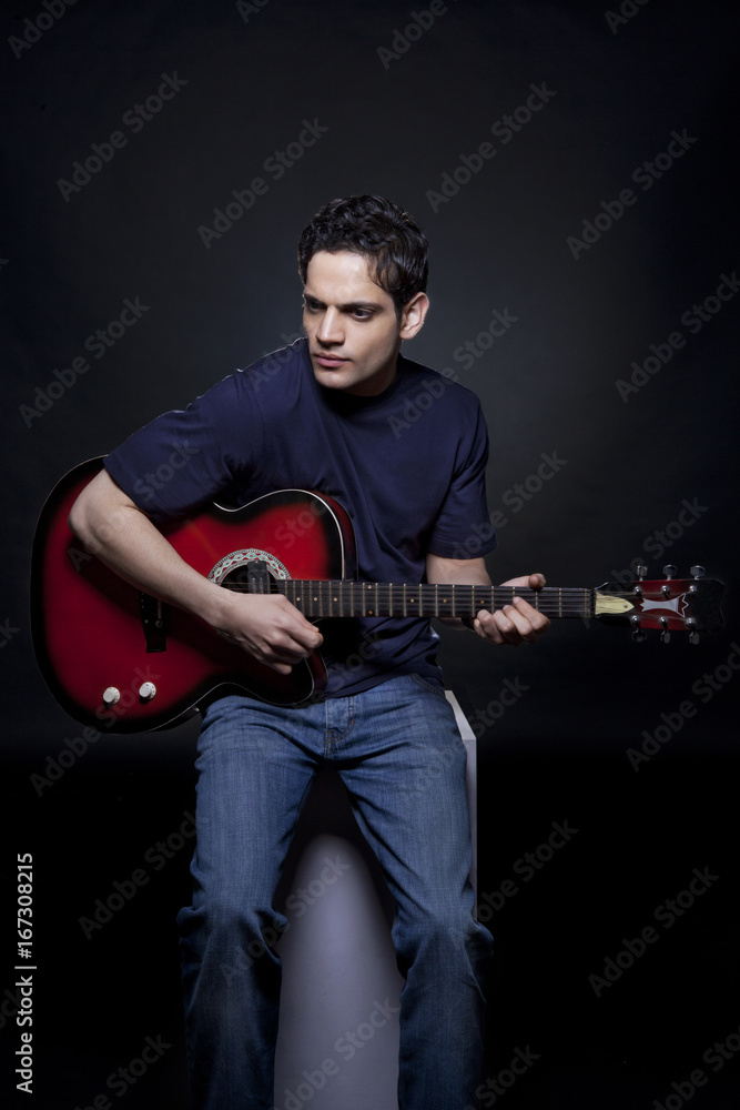 Obraz premium Young man playing the guitar