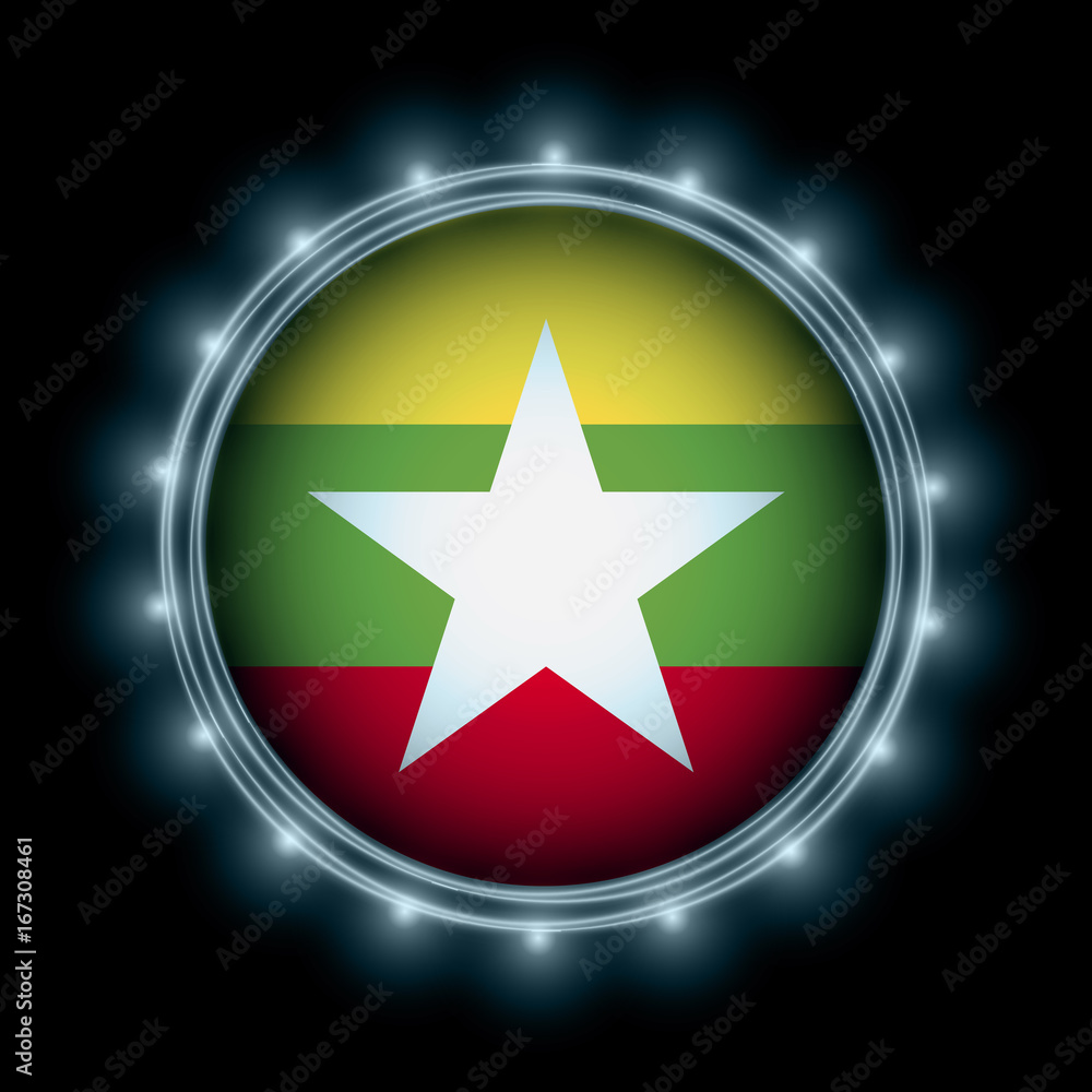 Myanmar flag in blue lightning Myanmar flag in blue lightning