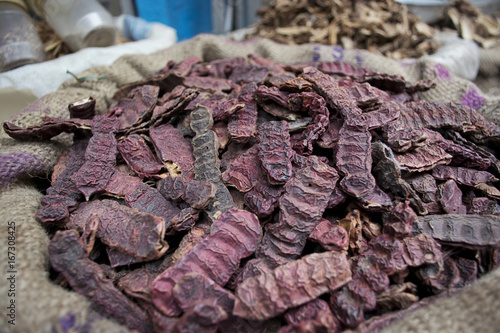 Photography Close-up of Shikakai seeds for sale at the market
